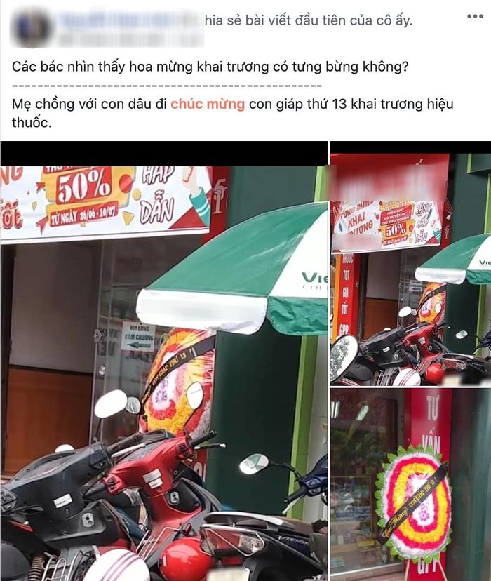 Mẹ chồng và con dâu đem vòng hoa tới mừng Tuesday khai trương