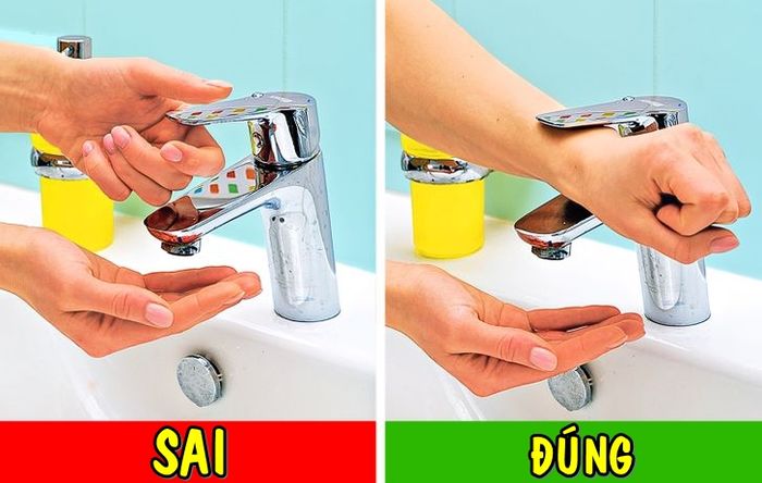10 thói quen nên sửa ngay: gạt vòi nước bằng cổ tay thay vì dùng ngón