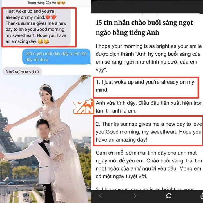 Trọng Hưng chép ngôn tình trên mạng để gửi cho vợ Hà My
