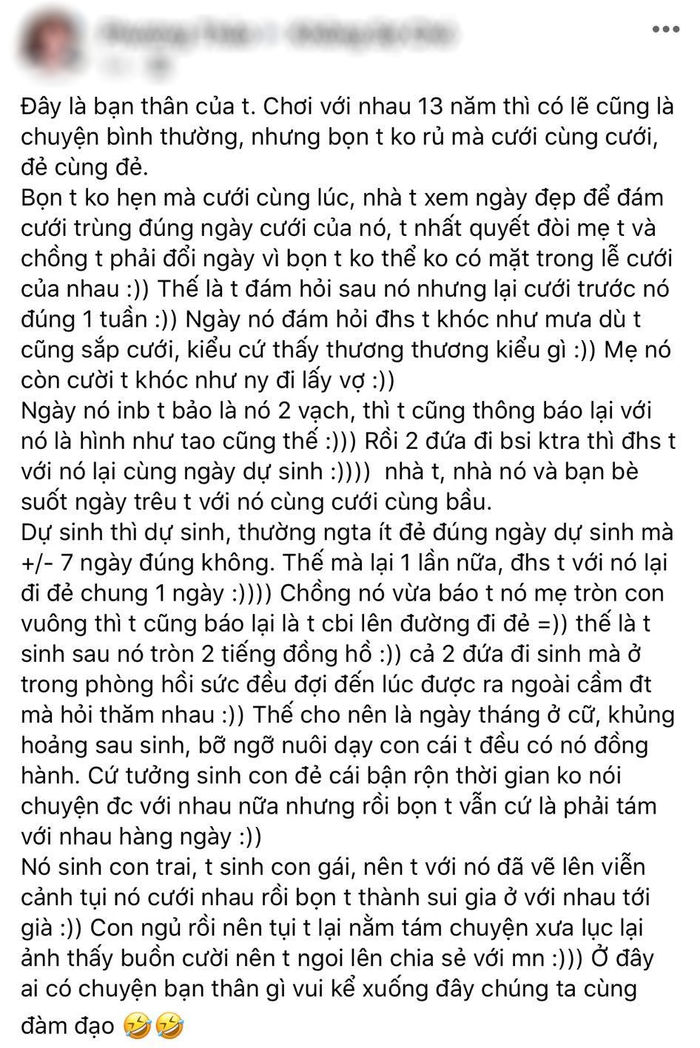 Cô gái kể về tình bạn thân 13 năm: Không hẹn mà cùng cưới, cùng đẻ