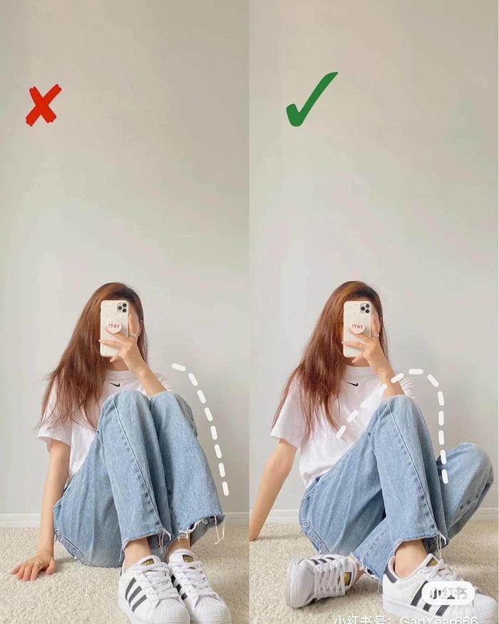 Bí quyết selfie thần thái: Ngồi bó gối hình chữ V, đứng hơi khuỵu
