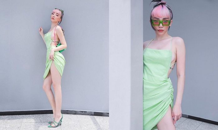 Bộ váy khoe vòng 1 đốt mắt của sao: Tóc Tiên chọn váy khoét nách
