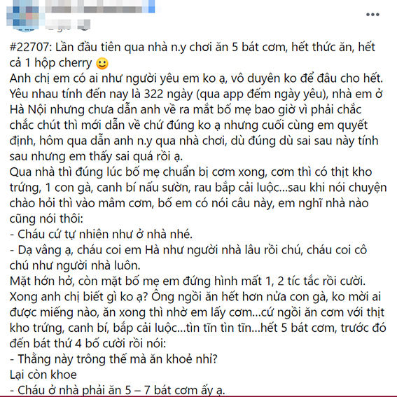 Thanh niên ăn 5 chén, 1/2 con gà ngày ra mắt nhà gái, chị em nói gì?