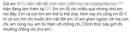 2 năm bị mọc sừng, chị vợ viết thư nhường chồng cho tiểu tam