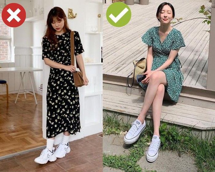 3 cặp giày - váy tránh mix cùng nhau: Nhất là váy điệu và giày hầm hố