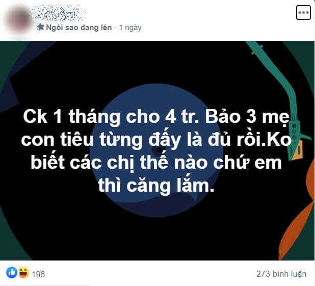 Chồng một tháng cho 4 triệu, bảo: “3 mẹ con tiêu từng đấy là đủ rồi”