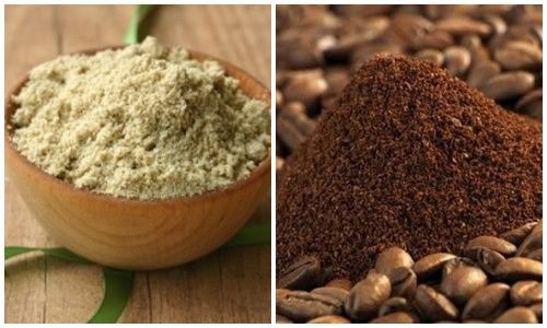 7 cách tắm trắng tại nhà với cám gạo: Trộn với bã cà phê tẩy da chết