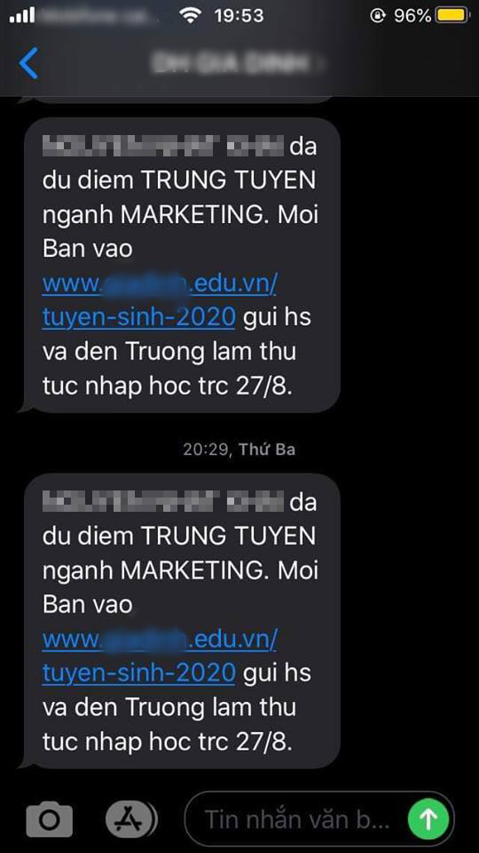 1 trường ĐH nhắn tin chê điểm thí sinh thấp, yêu cầu nhập học sớm