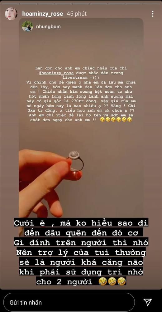 Hoà Minzy mất nhẫn kim cương trăm triệu nhưng không nhớ đến
