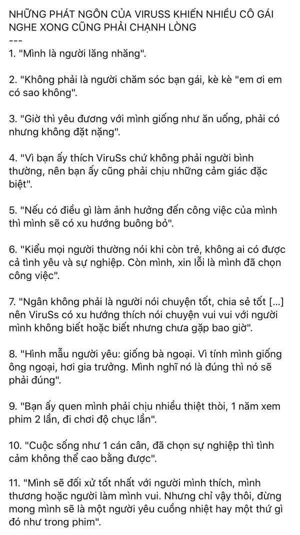 Nữ đạo diễn Luk Vân chỉ trích phát ngôn tình yêu của ViruSs