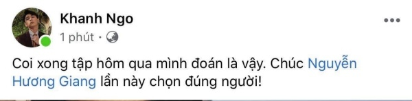 Khánh Ngô đăng status đêm muộn nghi chúc phúc Hương Giang