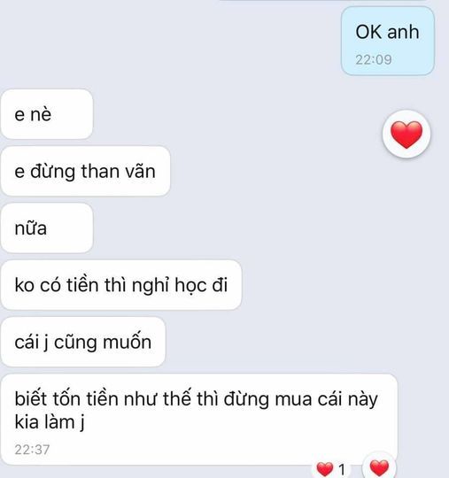 Lúc khó khăn bạn trai không giúp, còn bảo: Không có tiền thì nghỉ học