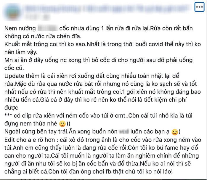 Quán nem nướng phố cổ bị tố mất vệ sinh, nhặt đồ thừa cho khách sau ăn