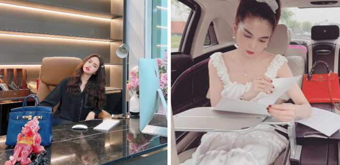 Ngọc Trinh, Diệp Lâm Anh khoe góc làm việc sang chảnh
