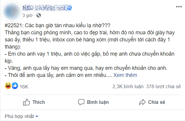 “Tán” crush kiểu mới: Mượn tiền đòi không trả để được gặp nhiều hơn