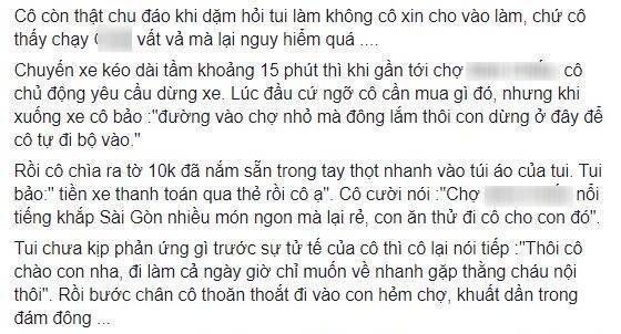 Thương anh lái xe ôm, cô lao công trả thêm 10 nghìn đồng mời ăn vặt