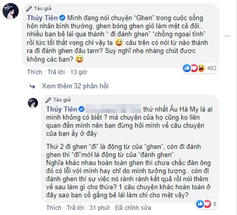 Thủy Tiên phủ nhận việc ám chỉ màn đánh ghen của Âu Hà My