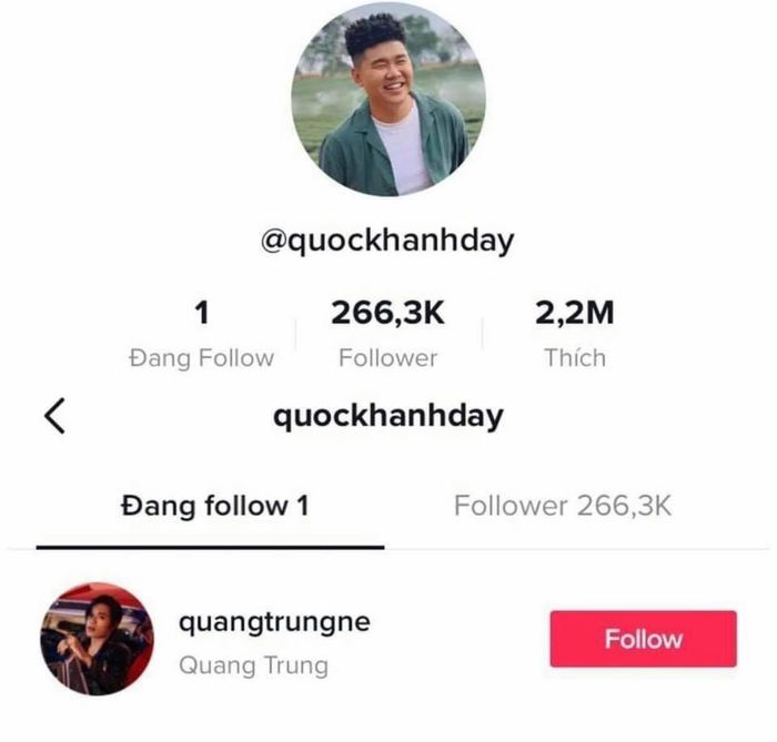 Trịnh Thăng Bình chỉ theo dõi mỗi Vũ Khắc Tiệp trên MXH