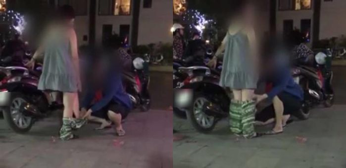 Vợ bầu hạnh phúc khi chồng nịnh đầm, cúi xuống mặc quần hộ giữa phố