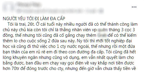 Chàng trai bị người yêu làm đa cấp biến tướng rủ rê, chê lương bèo