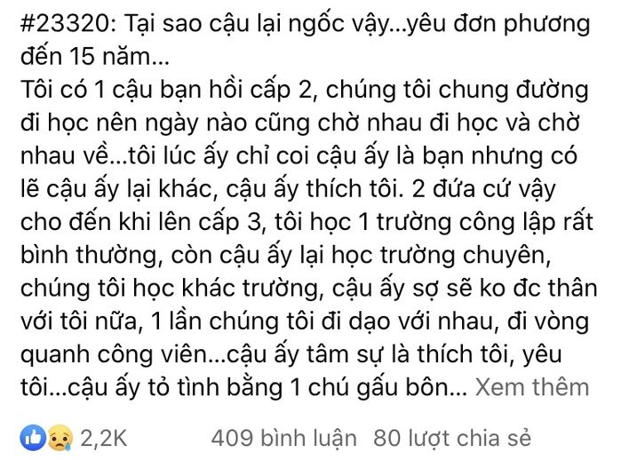 Yêu đơn phương 1 người suốt 15 năm: Chuyện tưởng đùa mà thật!