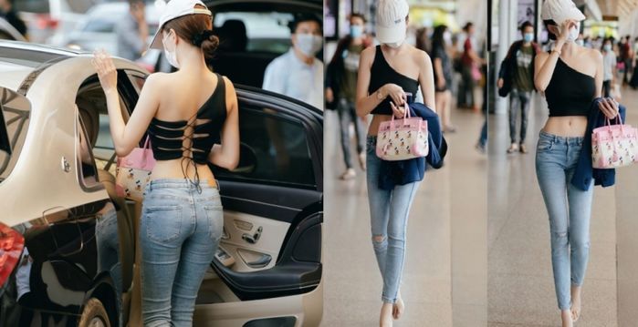 Style sân bay của Ngọc Trinh: Đến mặc quần phụ hồ cũng đầy cá tính