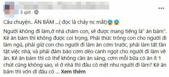 Ở nhà giữ con vợ bị gọi là kẻ ăn bám: Không lương, không ai ghi nhận