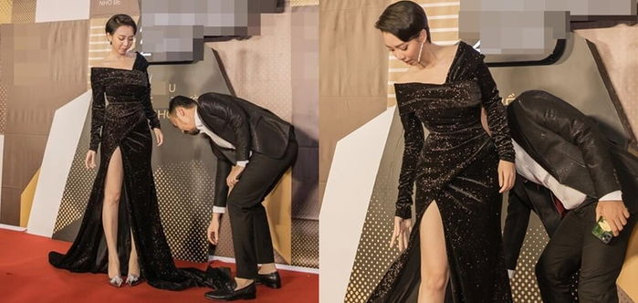 Sao Việt chăm sóc nửa kia từng ly từng tí khi đi sự kiện
