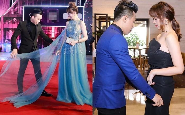 Sao Việt chăm sóc nửa kia từng ly từng tí khi đi sự kiện