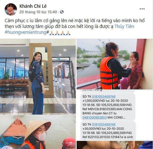 Thủy Tiên được cả nhà chồng cổ vũ tinh thần khi ra miền Trung cứu trợ
