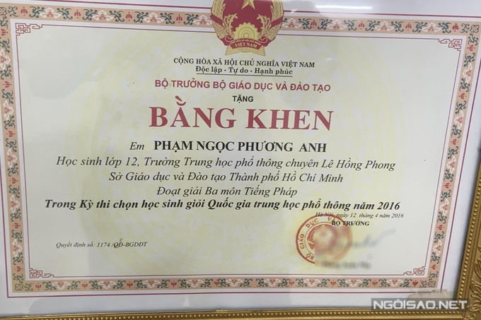Thành tích học tập của Á hậu Phương Anh