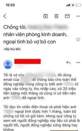 Chồng ngoại tình, vợ gửi email cho cả công ty của chồng để bóc phốt