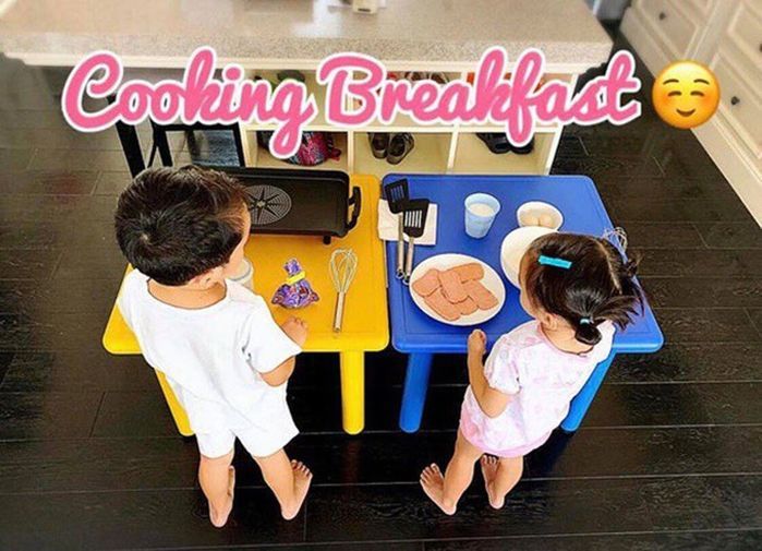 Con gái Hà Tăng 3 tuổi đã biết làm nhiều việc nhà