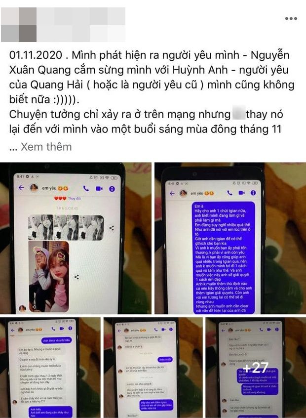 Facebook Quang Hải bị tấn công sau khi Huỳnh Anh bị tố cắm sừng