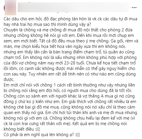 Thắc mắc: Nội thất phòng cưới là nhà chồng mua hay vợ chồng tự sắm?