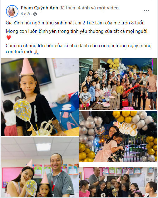Phạm Quỳnh Anh và chồng cũ vui vẻ hội ngộ mừng sinh nhật con gái