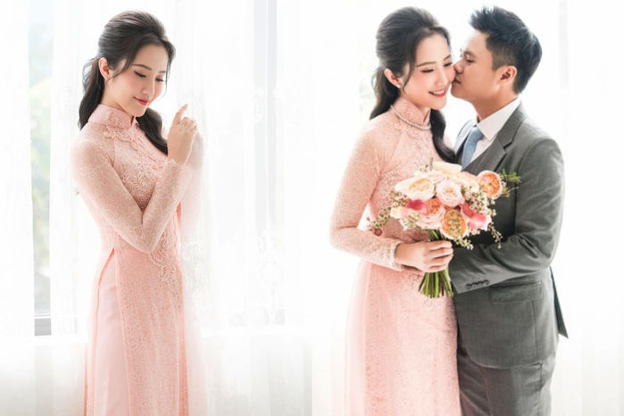 Primmy Trương là cô dâu mặc áo dài cưới màu hồng đẹp nhất