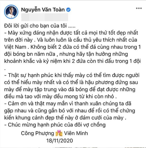 Văn Toàn viết tâm thư bàn giao bạn thân Công Phượng cho Viên Minh