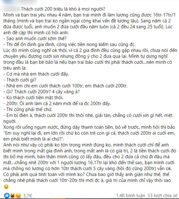 Thách cưới 200 triệu đồng, cô gái bị gắt Giải tán, chẳng cưới xin gì