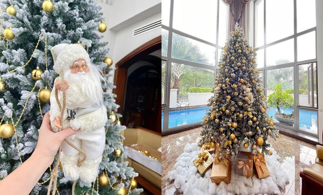 Bảo Thy khoe biệt thự trắng khi lên đèn Giáng sinh