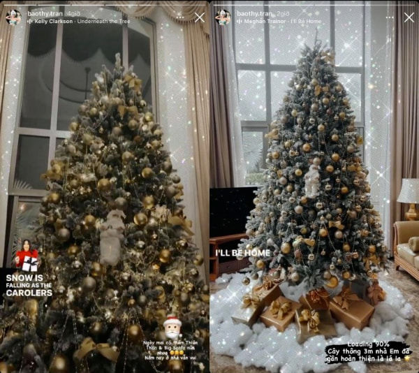 Bảo Thy trang trí Noel cho biệt thự trắng: Riêng cây thông cao đến 3m