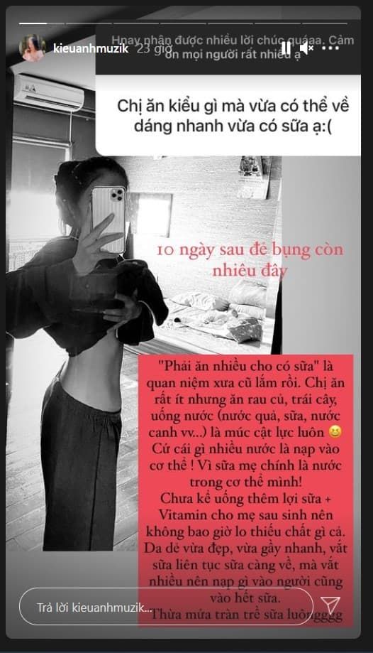 Ca nương Kiều Anh khoe vòng eo nhỏ sau 10 ngày sinh