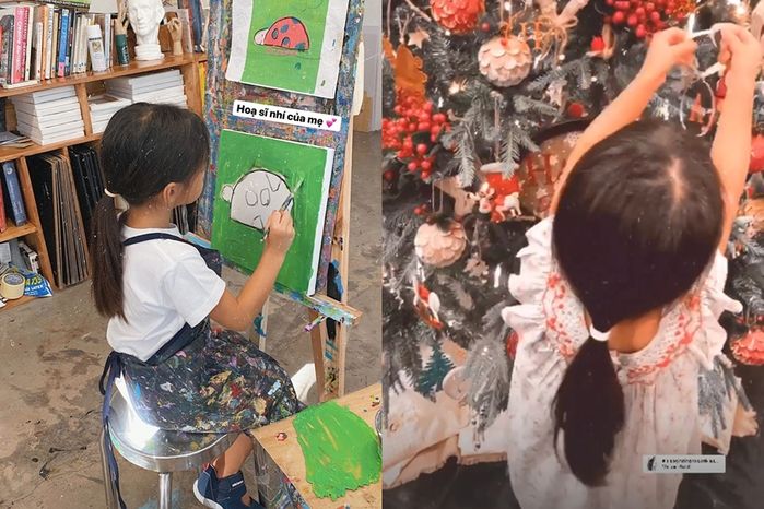 Con gái Hà Tăng 3 tuổi đã bộc lộ năng khiếu nghệ thuật