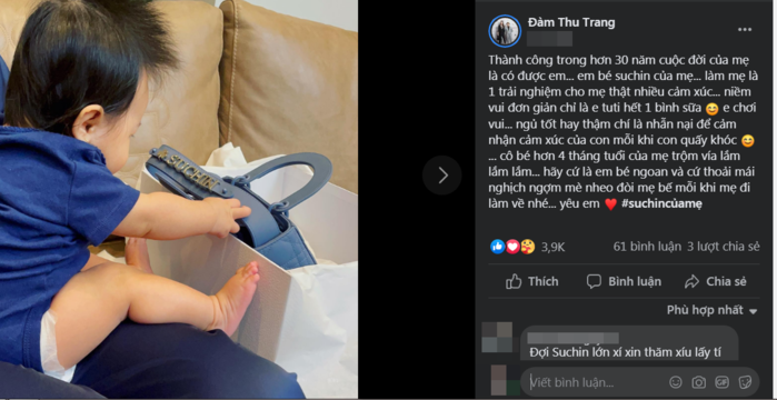 Đàm Thu Trang mua túi hiệu, khắc cả tên cho con gái Suchin