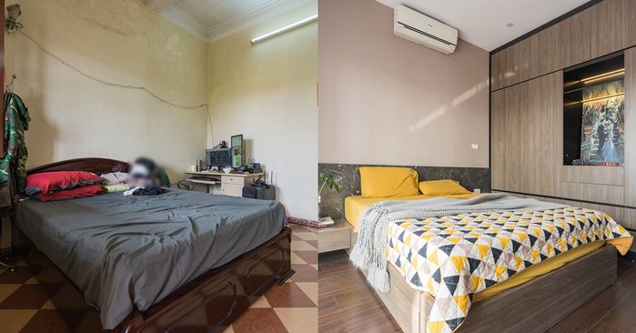 Vợ chồng trẻ F5 phòng ngủ 30m2 cũ kỹ thành không gian sống hiện đại