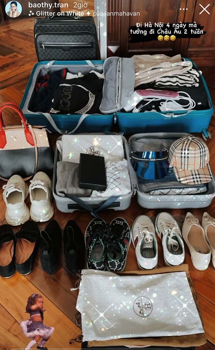 Bảo Thy đi chơi 4 ngày xách 2 vali hàng hiệu ú ụ