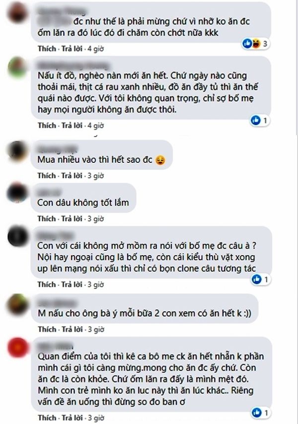 Bố mẹ chồng chừa phần cơm cho con dâu