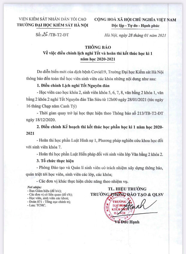 Hàng loạt trường ĐH ở Hà nội cho sinh viên hoãn thi, nghỉ Tết sớm