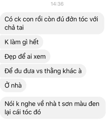 Vợ đi làm tóc ăn Tết bị chồng nhắn tin mắng