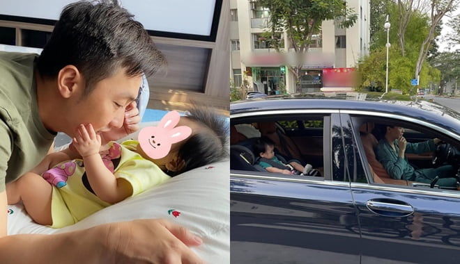 Đàm Thu Trang mặc đồ bộ, lái siêu xe chở con gái đi dạo